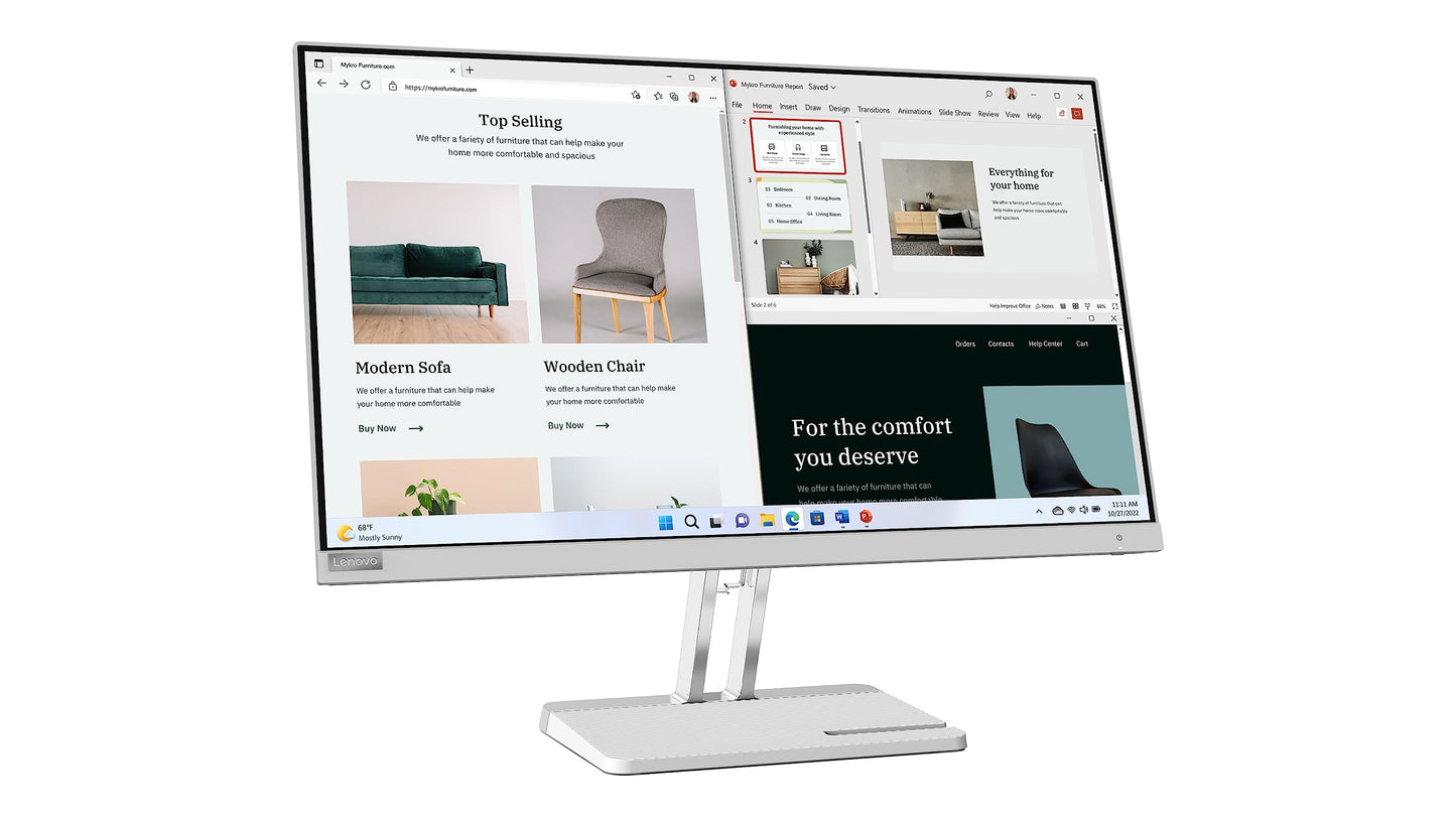 Lenovo L27e-40 27 inch PC Monitor | FHD, 1080p, 100Hz, 4ms, VA panel, HDMI, VGA