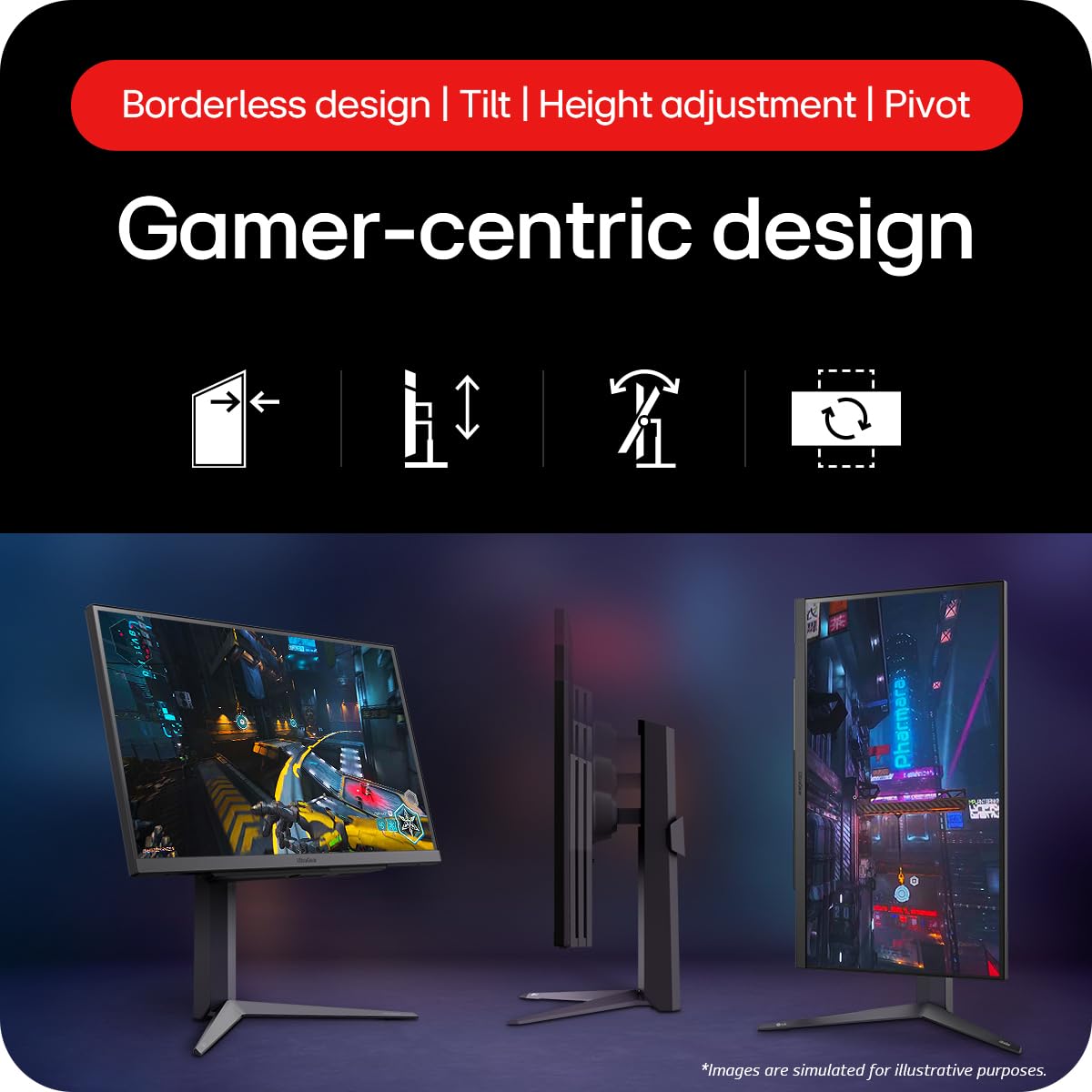 LG UltraGear Gaming Monitor 27GS75Q, 27 inch, 1440p, 180Hz, 1ms Response Time, IPS Display, HDR 10, NVIDIA G-Sync compatible & AMD FreeSync, Smart Energy Saving, DisplayPort, HDMI