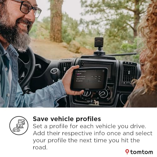 TomTom Campervan and Caravan Sat Nav GO Camper Tour 6" screen with Campervan and Caravan POIs, Updates via Wi-Fi, TomTom Traffic and Speedcam Warnings, Europe Maps