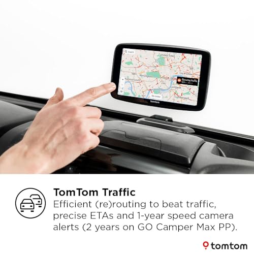TomTom Campervan and Caravan Sat Nav GO Camper Tour 6" screen with Campervan and Caravan POIs, Updates via Wi-Fi, TomTom Traffic and Speedcam Warnings, Europe Maps