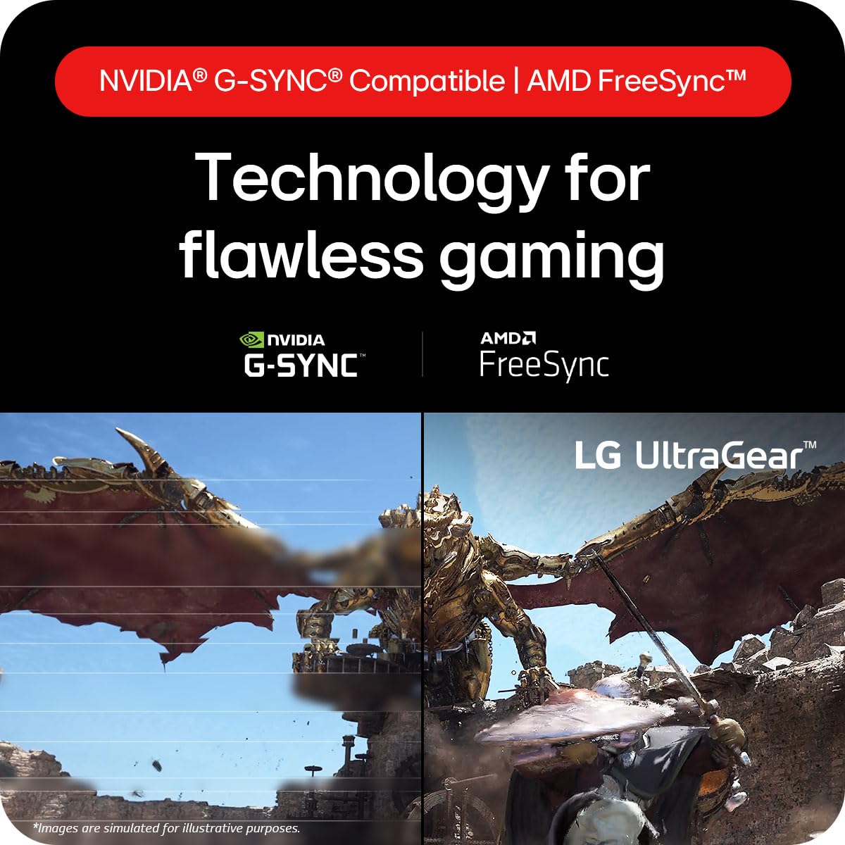 LG UltraGear Gaming Monitor 27GS75Q, 27 inch, 1440p, 180Hz, 1ms Response Time, IPS Display, HDR 10, NVIDIA G-Sync compatible & AMD FreeSync, Smart Energy Saving, DisplayPort, HDMI
