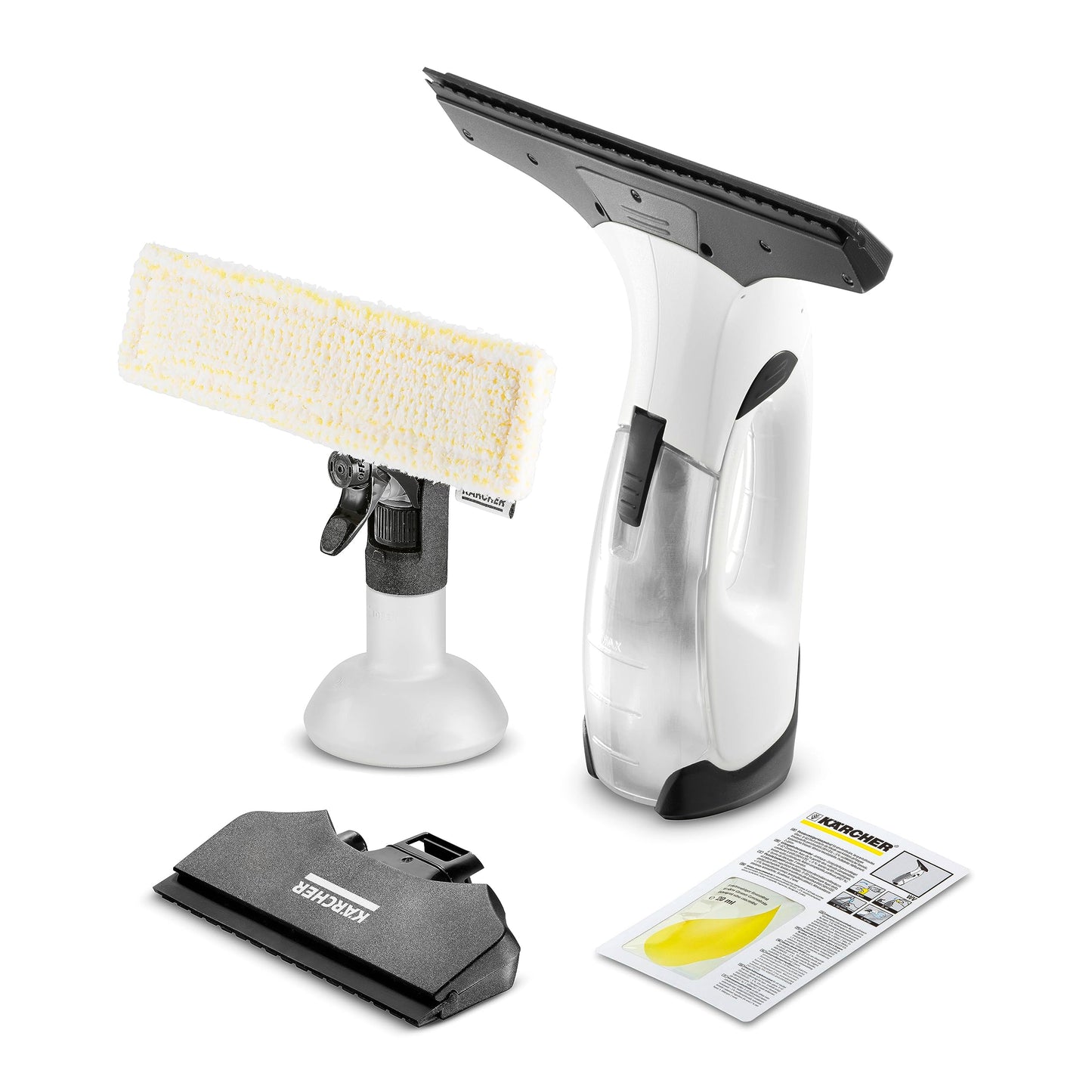 Kärcher Window Cleaner WV 2 Plus N, Battery Life: 35 min, LED Battery Charge Display, 2 Squeegees, Sprayer with Microfibre, 20 ml Concentrated Glass Cleaner, White, 1.633-642.0