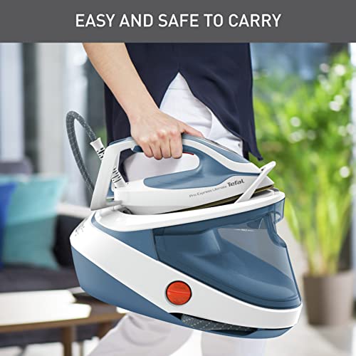 Tefal High Pressure Steam Generator Iron, 2700W, 580g/min Steam Boost, 7.6 Bar Pressure, GV9710 Pro Express Ultimate II, Blue & White