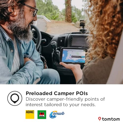 TomTom Campervan and Caravan Sat Nav GO Camper Tour 6" screen with Campervan and Caravan POIs, Updates via Wi-Fi, TomTom Traffic and Speedcam Warnings, Europe Maps