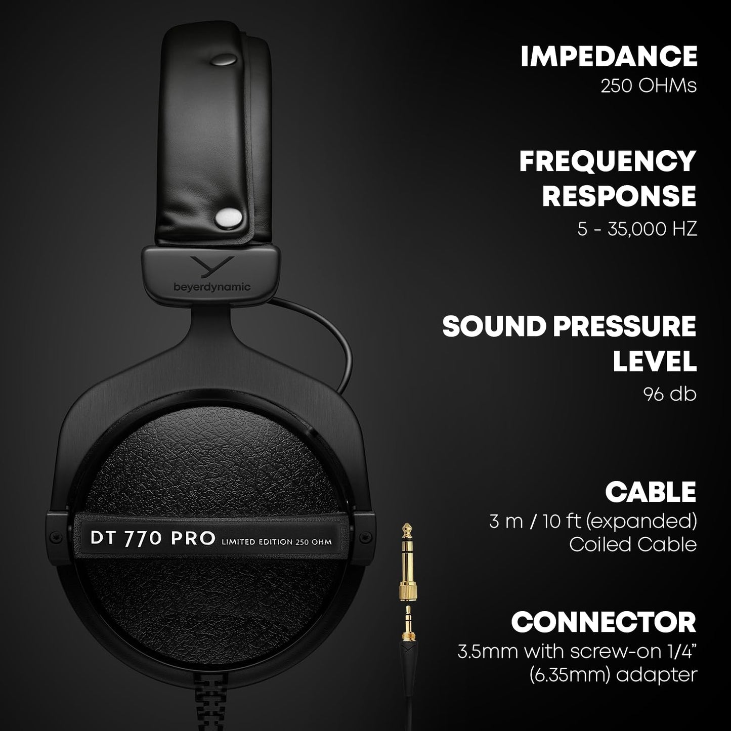 beyerdynamic DT 770 Pro Studio Headphones - Over-Ear, Closed-Back, Professional Design for Recording and Monitoring