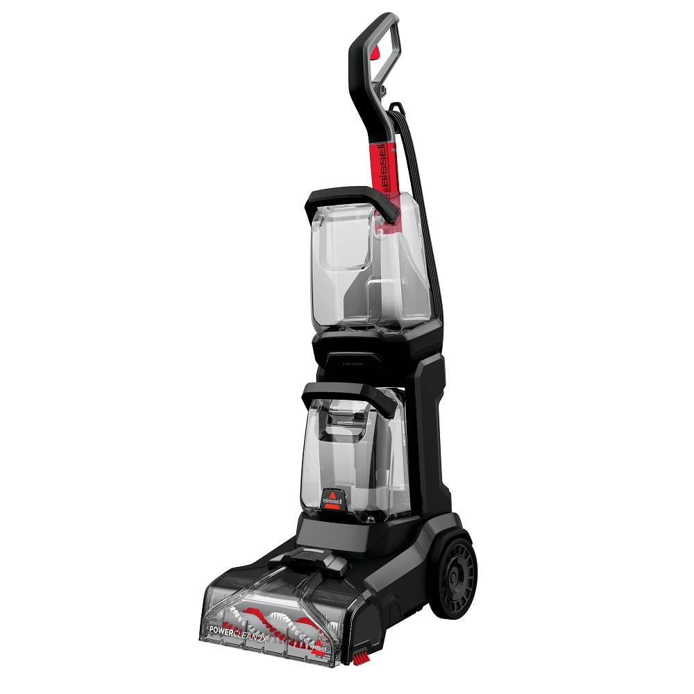 BISSELL PowerClean 2X | Powerful Carpet Cleaner with Lightweight & Maneuverable Design | Intuitive Two-Tank System | 3112E, Charcoal Gray/Mambo Red