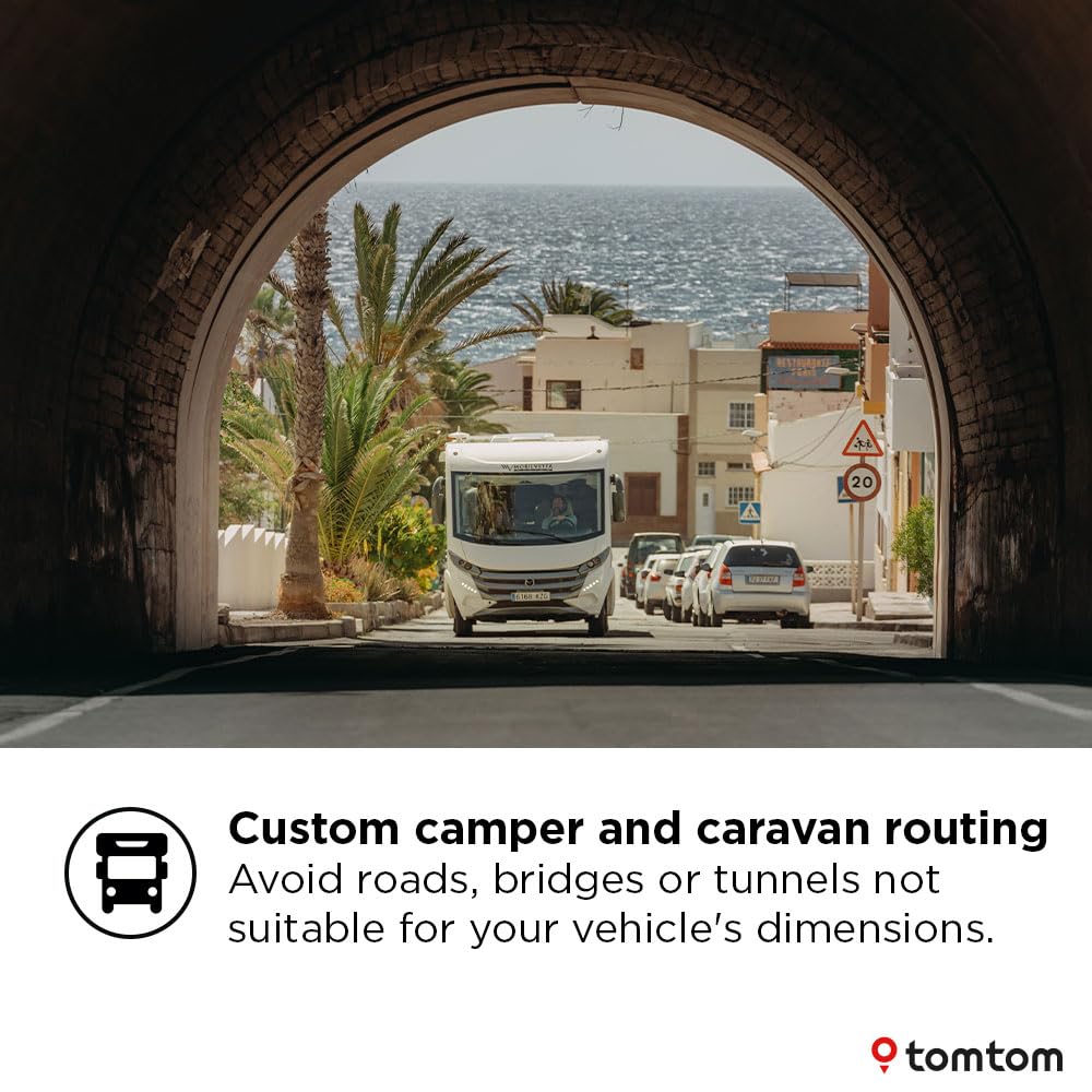 TomTom Campervan and Caravan Sat Nav GO Camper Tour 6" screen with Campervan and Caravan POIs, Updates via Wi-Fi, TomTom Traffic and Speedcam Warnings, Europe Maps