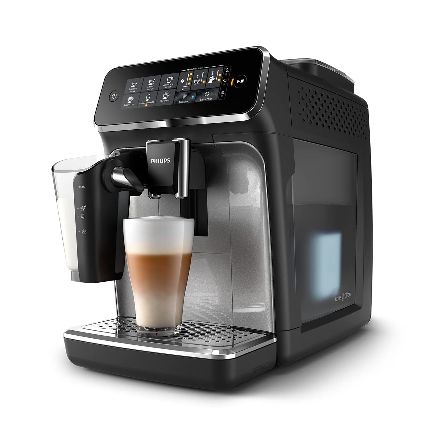 PHILIPS 3200 Series Bean-to-Cup Coffee Machine - LatteGo Milk System, 5 Coffee Varieties, Intuitive Touch Display, 100% Ceramic Grinders, Silver (EP3246/70)