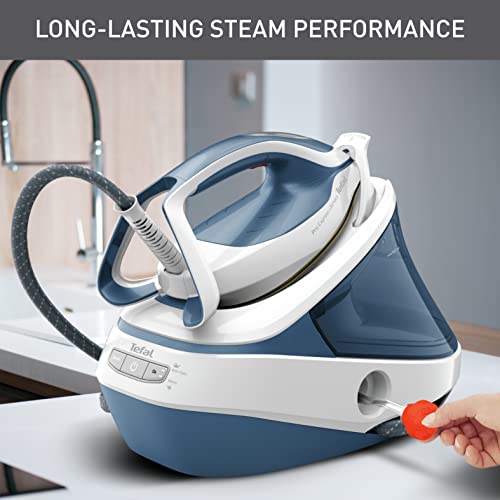 Tefal High Pressure Steam Generator Iron, 2700W, 580g/min Steam Boost, 7.6 Bar Pressure, GV9710 Pro Express Ultimate II, Blue & White