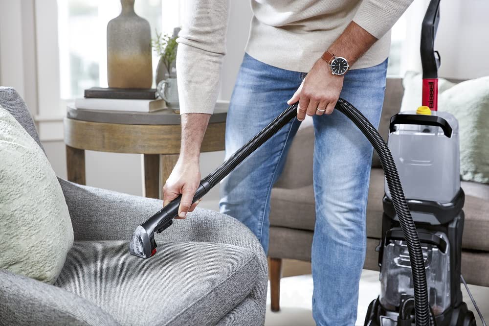 BISSELL PowerClean 2X | Powerful Carpet Cleaner with Lightweight & Maneuverable Design | Intuitive Two-Tank System | 3112E, Charcoal Gray/Mambo Red