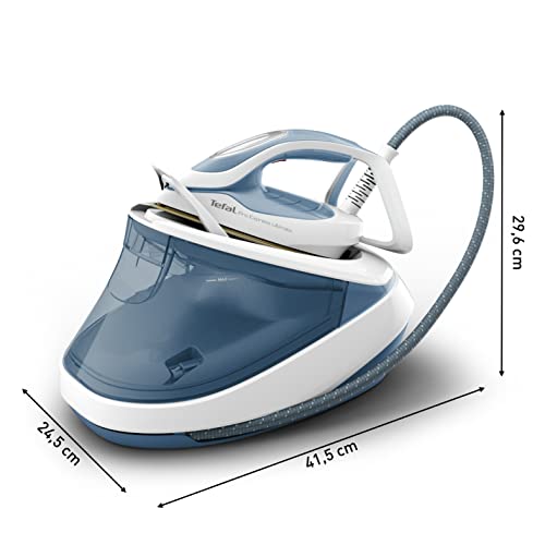 Tefal High Pressure Steam Generator Iron, 2700W, 580g/min Steam Boost, 7.6 Bar Pressure, GV9710 Pro Express Ultimate II, Blue & White