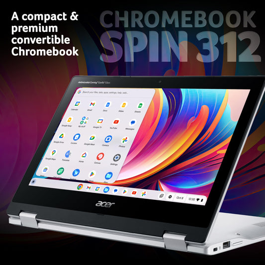 acer Chromebook 311 CB311-12H Laptop - Intel N100, 4GB, 64GB eMMC, Integrated Graphics, 11.6" HD, Google Chrome OS, Silver