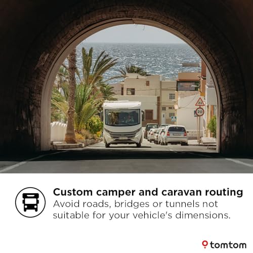 TomTom Campervan and Caravan Sat Nav GO Camper Tour 6" screen with Campervan and Caravan POIs, Updates via Wi-Fi, TomTom Traffic and Speedcam Warnings, Europe Maps