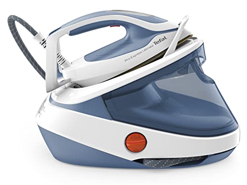 Tefal High Pressure Steam Generator Iron, 2700W, 580g/min Steam Boost, 7.6 Bar Pressure, GV9710 Pro Express Ultimate II, Blue & White