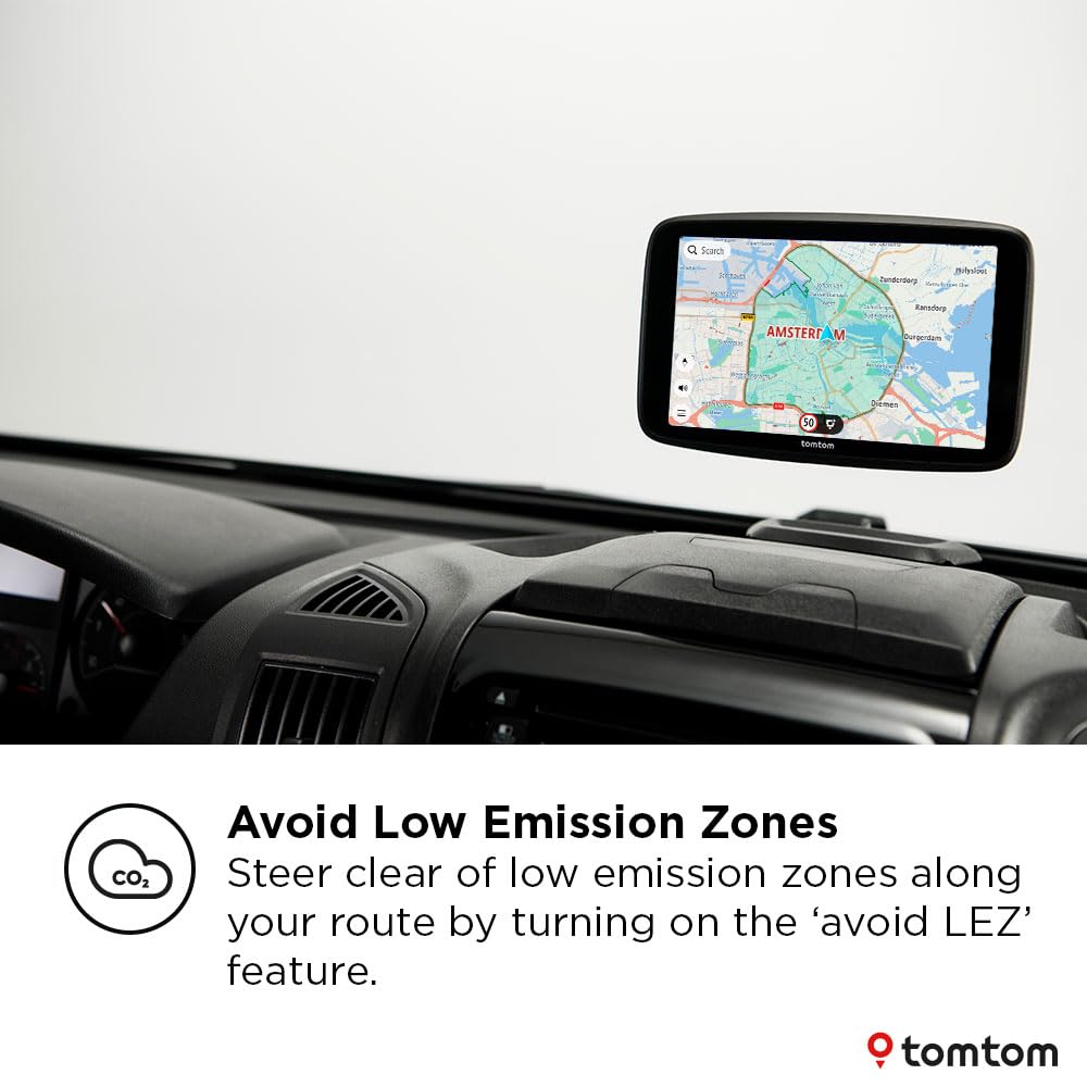 TomTom Campervan and Caravan Sat Nav GO Camper Tour 6" screen with Campervan and Caravan POIs, Updates via Wi-Fi, TomTom Traffic and Speedcam Warnings, Europe Maps