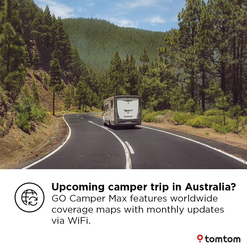 TomTom Campervan and Caravan Sat Nav GO Camper Tour 6" screen with Campervan and Caravan POIs, Updates via Wi-Fi, TomTom Traffic and Speedcam Warnings, Europe Maps