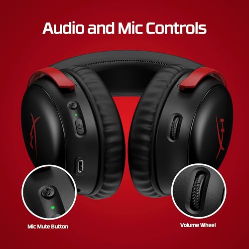 HyperX Cloud III – Wired Gaming Headset, PC, PS5, Xbox Series X|S, Angled 53mm Drivers, DTS, Memory Foam, Durable Frame, Ultra-Clear 10mm Mic, USB-C, USB-A, 3.5mm