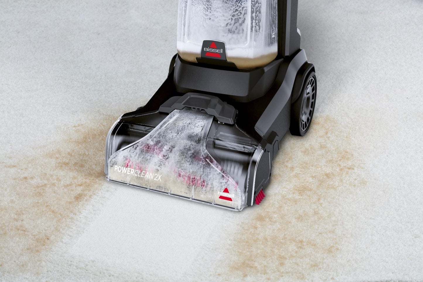 BISSELL PowerClean 2X | Powerful Carpet Cleaner with Lightweight & Maneuverable Design | Intuitive Two-Tank System | 3112E, Charcoal Gray/Mambo Red