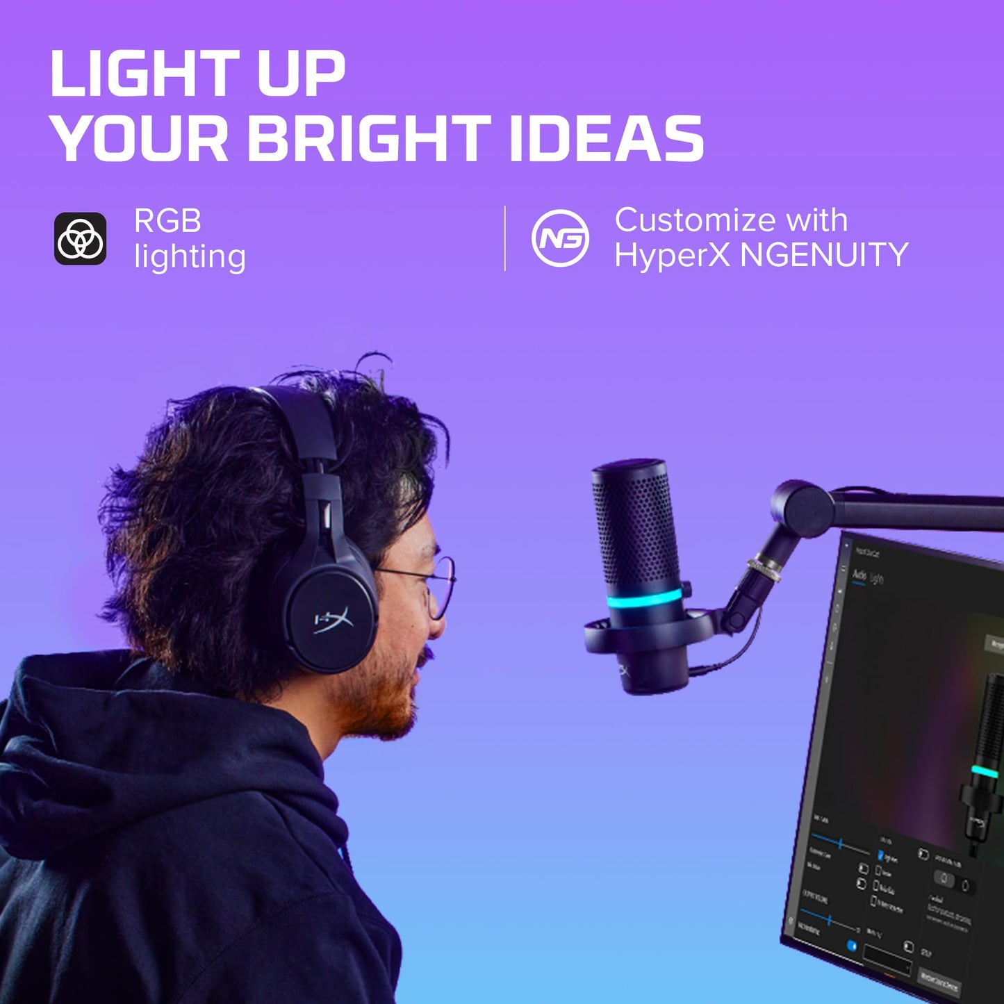 HyperX DuoCast – RGB USB Condenser Microphone for PC, PS5, PS4, Mac, Low-Profile Shock Mount, Cardioid, Omnidirectional, Pop Filter, Gain Control, Gaming, Streaming, Podcasts, Twitch