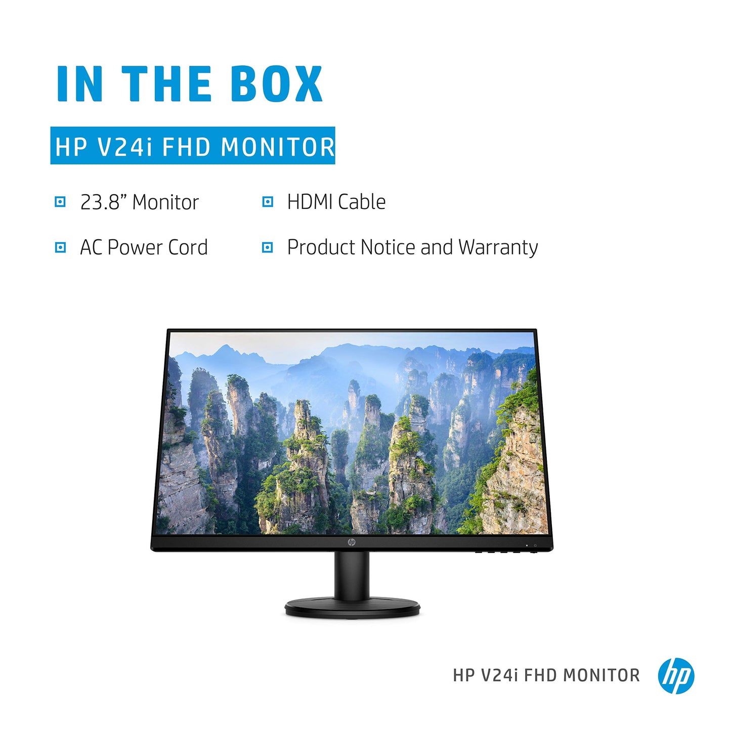 HP v24i Full HD Monitor (1920 x 1080) 23.8 Inch (1 VGA, 1 HDMI) - Black