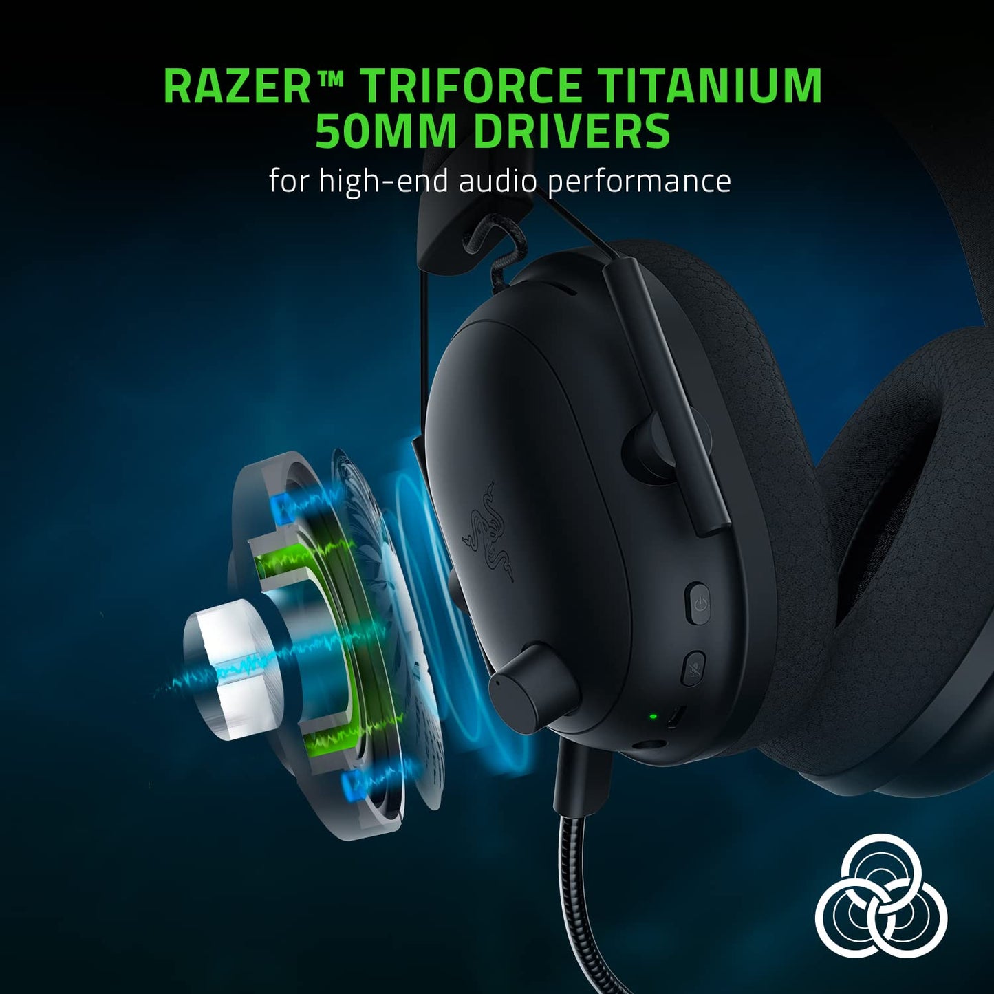 Razer BlackShark V2 - Premium Esports Gaming Headset (TriForce 50mm Drivers, HyperClear Cardiod Mic, Advanced Passive Noise Cancelation