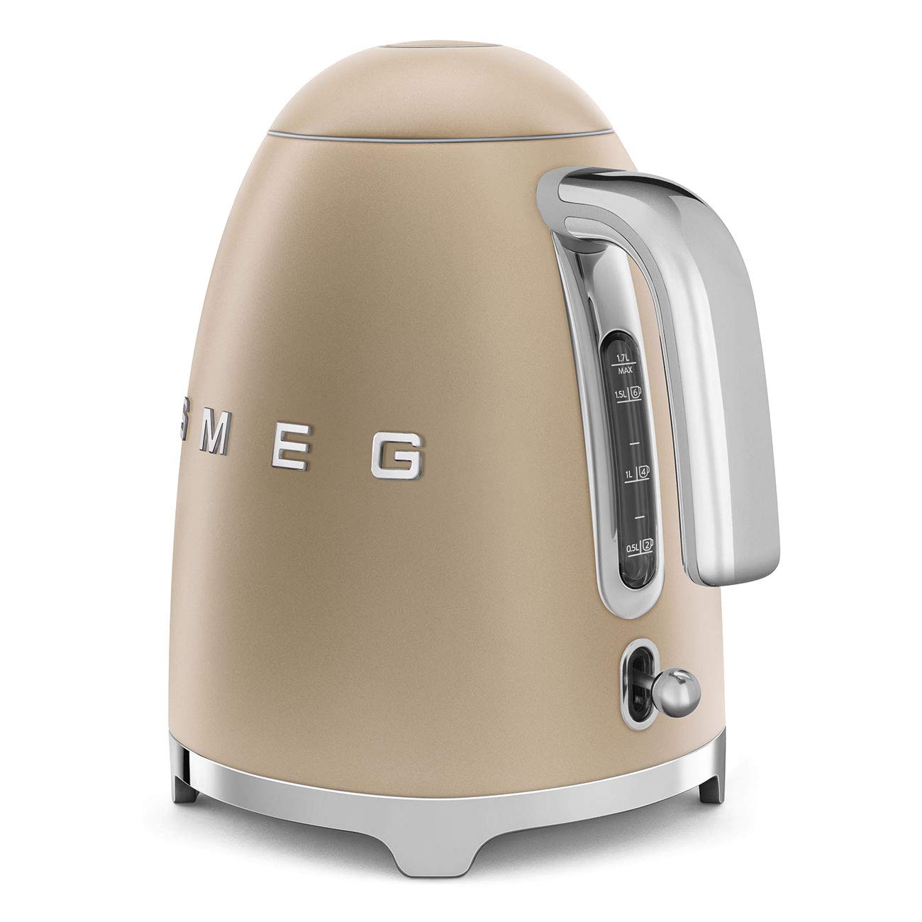 Smeg 50’s Style Jug Kettle, Soft Opening, 360 Swivel Base, Anti-Slip Feet, 300W, 1.7L, Matte Champagne Gold