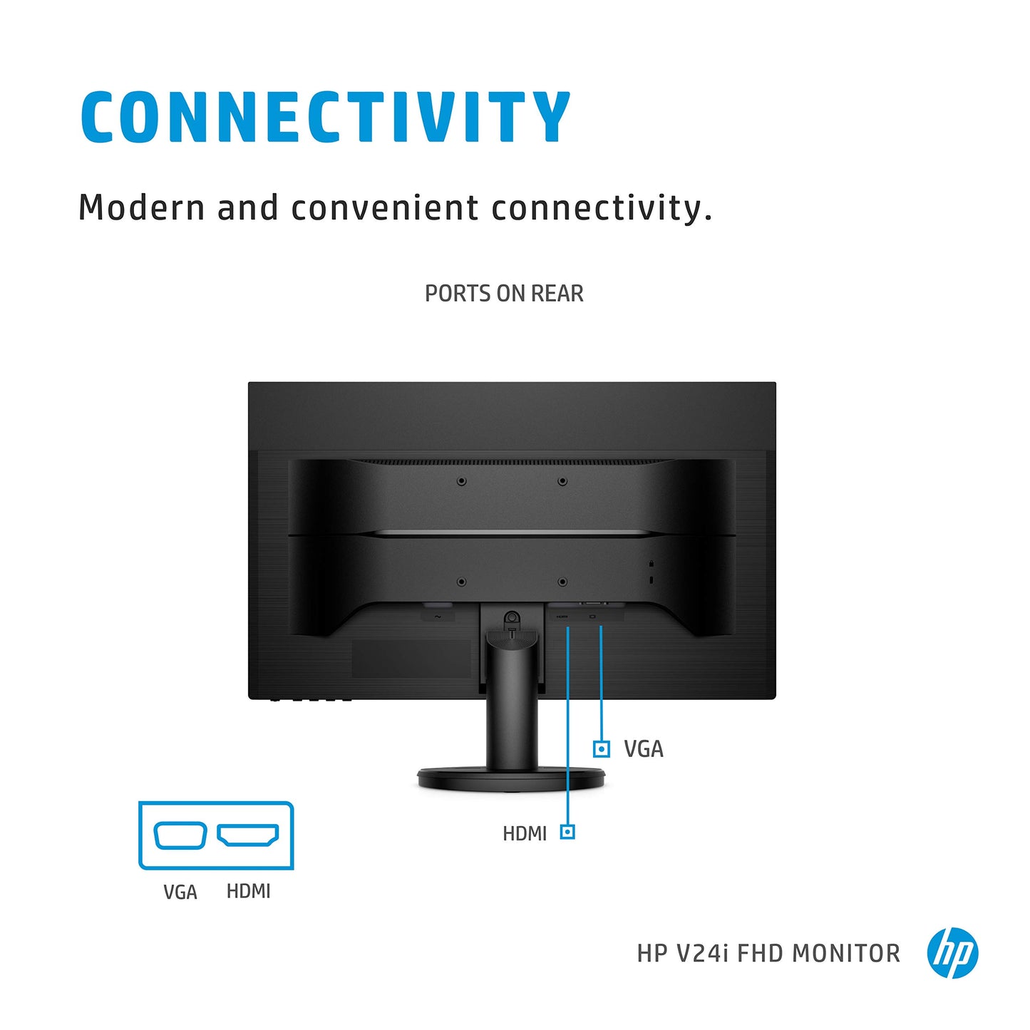 HP v24i Full HD Monitor (1920 x 1080) 23.8 Inch (1 VGA, 1 HDMI) - Black