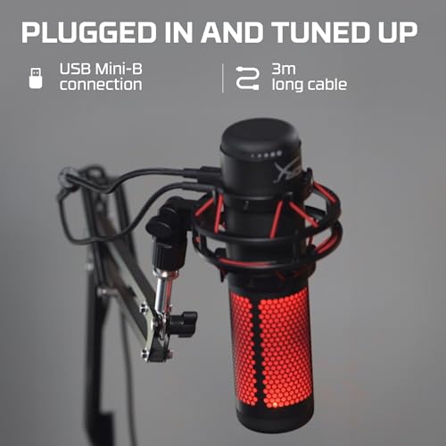HyperX HX-MICQC-BK– Standalone Microphone for streamers, content creators and gamers PC, PS4, and Mac, Black, One Size