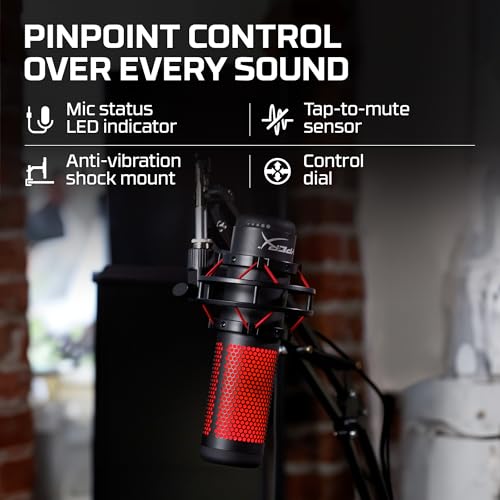 HyperX HX-MICQC-BK– Standalone Microphone for streamers, content creators and gamers PC, PS4, and Mac, Black, One Size