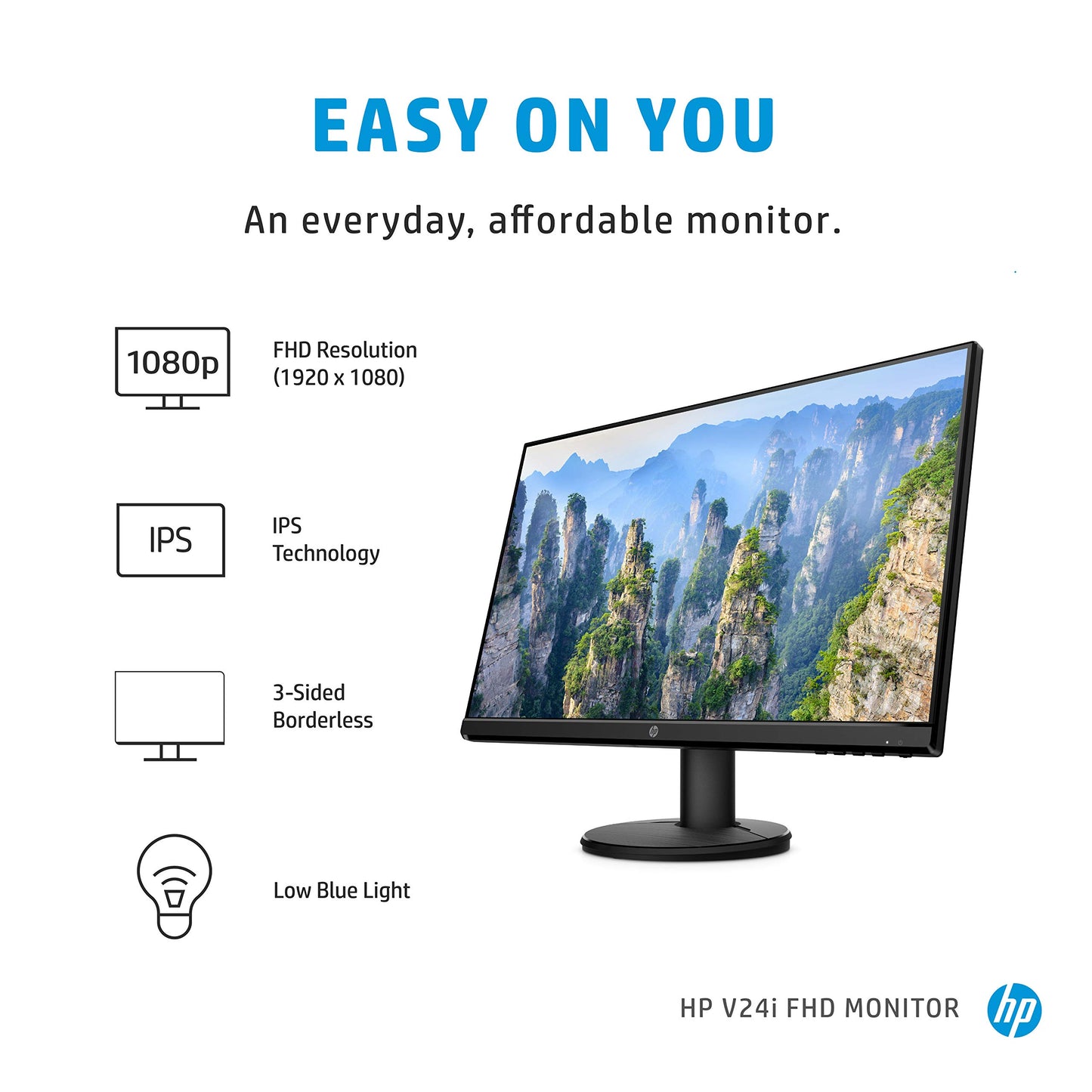HP v24i Full HD Monitor (1920 x 1080) 23.8 Inch (1 VGA, 1 HDMI) - Black