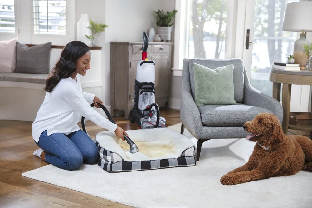 BISSELL PowerClean 2X | Powerful Carpet Cleaner with Lightweight & Maneuverable Design | Intuitive Two-Tank System | 3112E, Charcoal Gray/Mambo Red