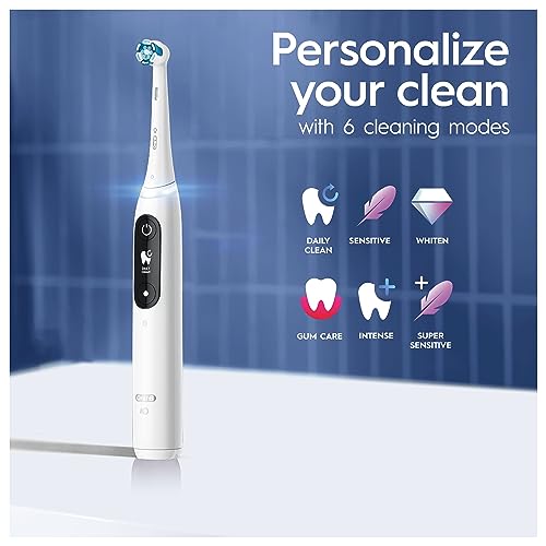 Oral-B iO8 Electric Toothbrushes for Adults, Gifts for Women/Men, App Connected Handle, 3 Toothbrush Heads, Travel Case & Toothbrush Head Holder, 6 Modes, 2 Pin UK Plug, Violet, Oral B IO Toothbrush