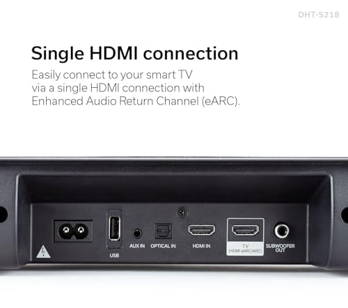Denon DHT-S218 Soundbar with Dolby Atmos, 4K HDMI eARC, Built-In Down-Firing Subwoofers, Dialog Enhancer, Bluetooth - Black