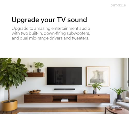 Denon DHT-S218 Soundbar with Dolby Atmos, 4K HDMI eARC, Built-In Down-Firing Subwoofers, Dialog Enhancer, Bluetooth - Black