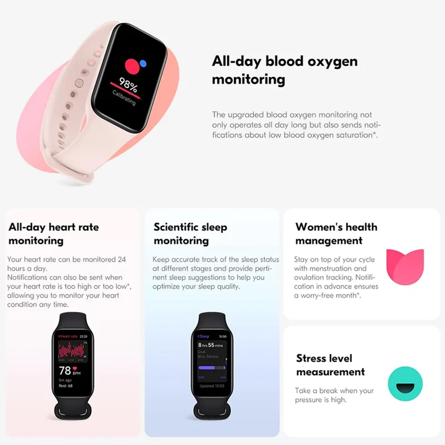 Xiaomi Smart Band 8 Active Fitness Tracker & Activity Tracker with 1.47" LCD Display, 14-Day Battery Life, Blood Oxygen, Heart Rate, Sleep & Stress Monitoring, Fitness Watch for Men Women