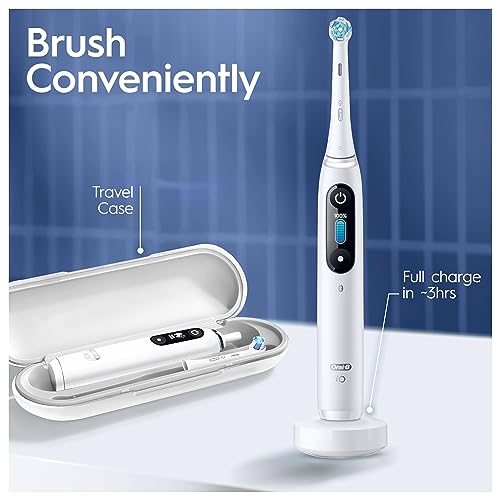 Oral-B iO8 Electric Toothbrushes for Adults, Gifts for Women/Men, App Connected Handle, 3 Toothbrush Heads, Travel Case & Toothbrush Head Holder, 6 Modes, 2 Pin UK Plug, Violet, Oral B IO Toothbrush