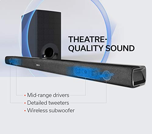 Denon DHT-S316 Soundbar with Wireless Subwoofer, Bluetooth, Dolby Digital, DTS Decoding, Dialogue Enhancer, HDMI ARC, Wall Mountable, Music Streaming - Black