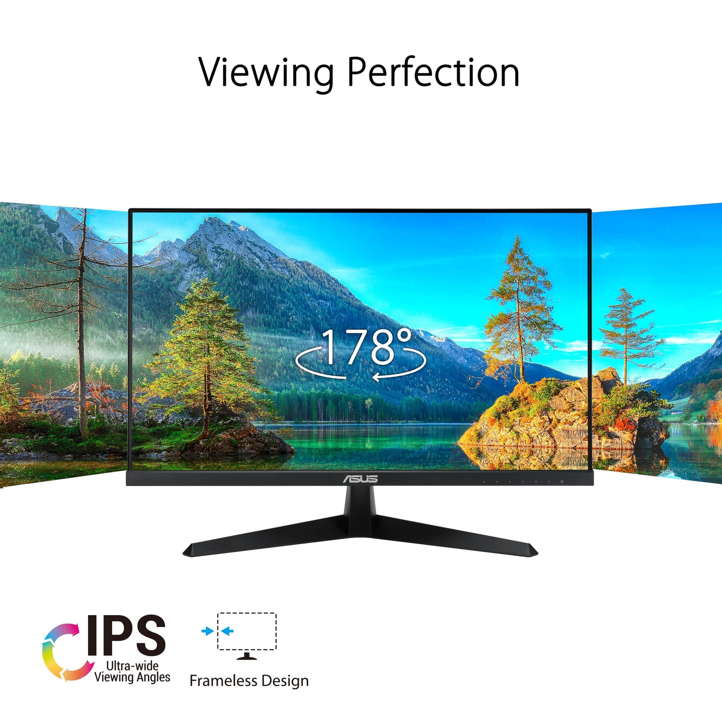 ASUS VA27EHF Eye Care Gaming Monitor – Full HD, Frameless, Adaptive-Sync, 1ms MPRT, HDMI, Low Blue Light, Flicker Free, Wall Mountable, Black