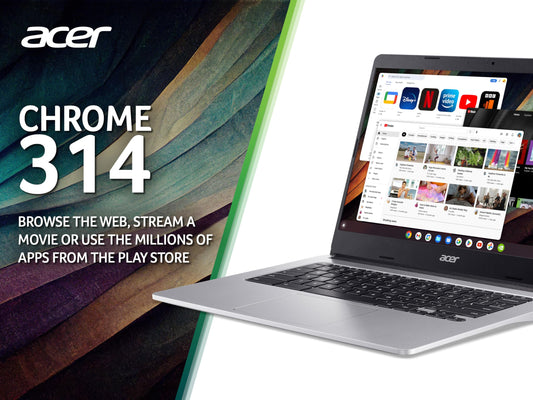 Acer Chromebook 314 CB314-2H Laptop - MTK MT8183, 4GB, 64GB eMMC, Integrated Graphics, 14-inch HD, Google Chrome OS, Silver