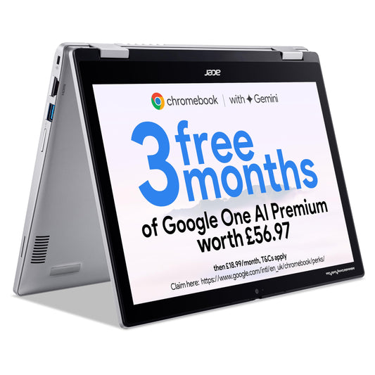 acer Chromebook 311 CB311-12H Laptop - Intel N100, 4GB, 64GB eMMC, Integrated Graphics, 11.6" HD, Google Chrome OS, Silver