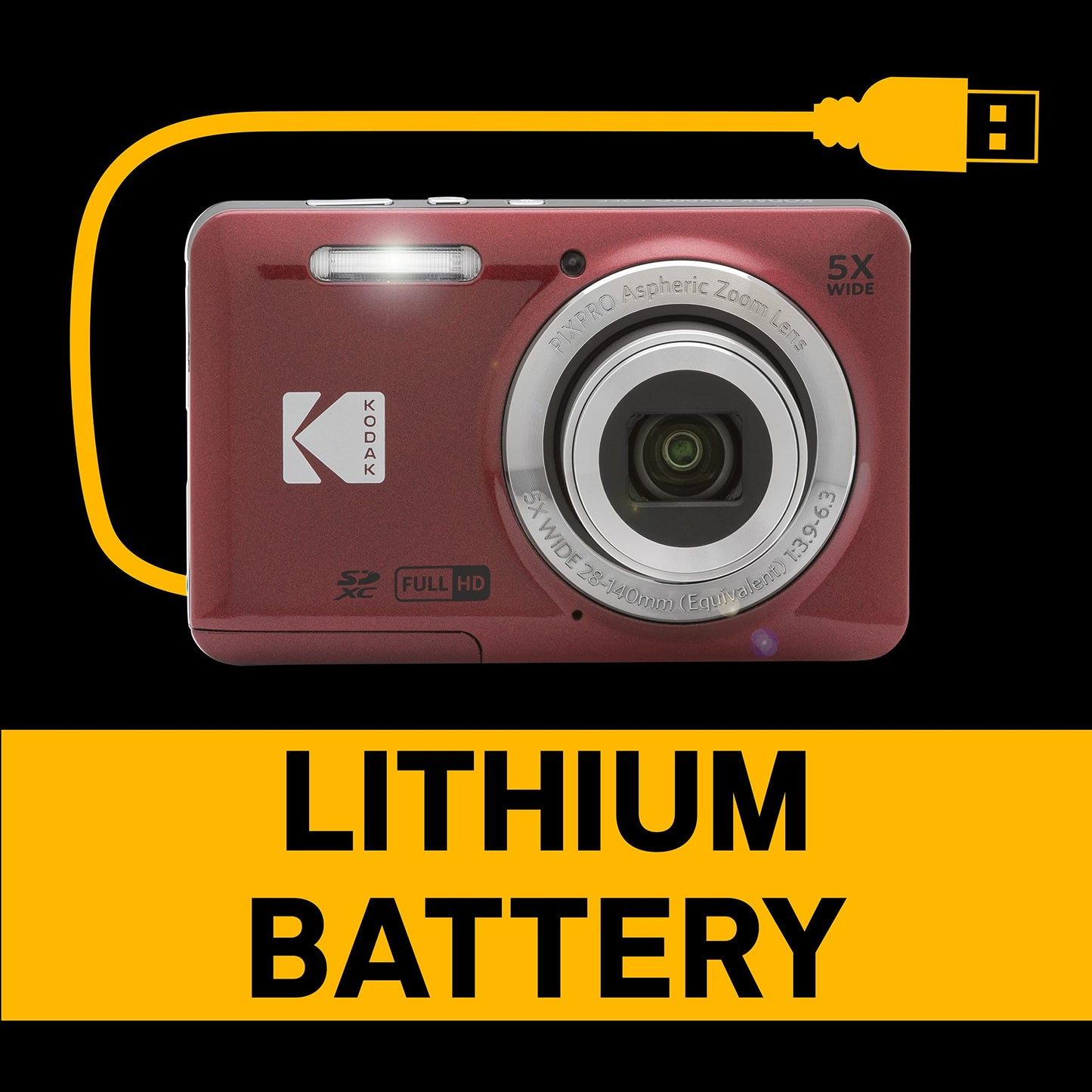 KODAK PIXPRO Friendly Zoom FZ55-BK 16MP Digital Camera with 5X Optical Zoom 28mm Wide Angle and 2.7" LCD Screen