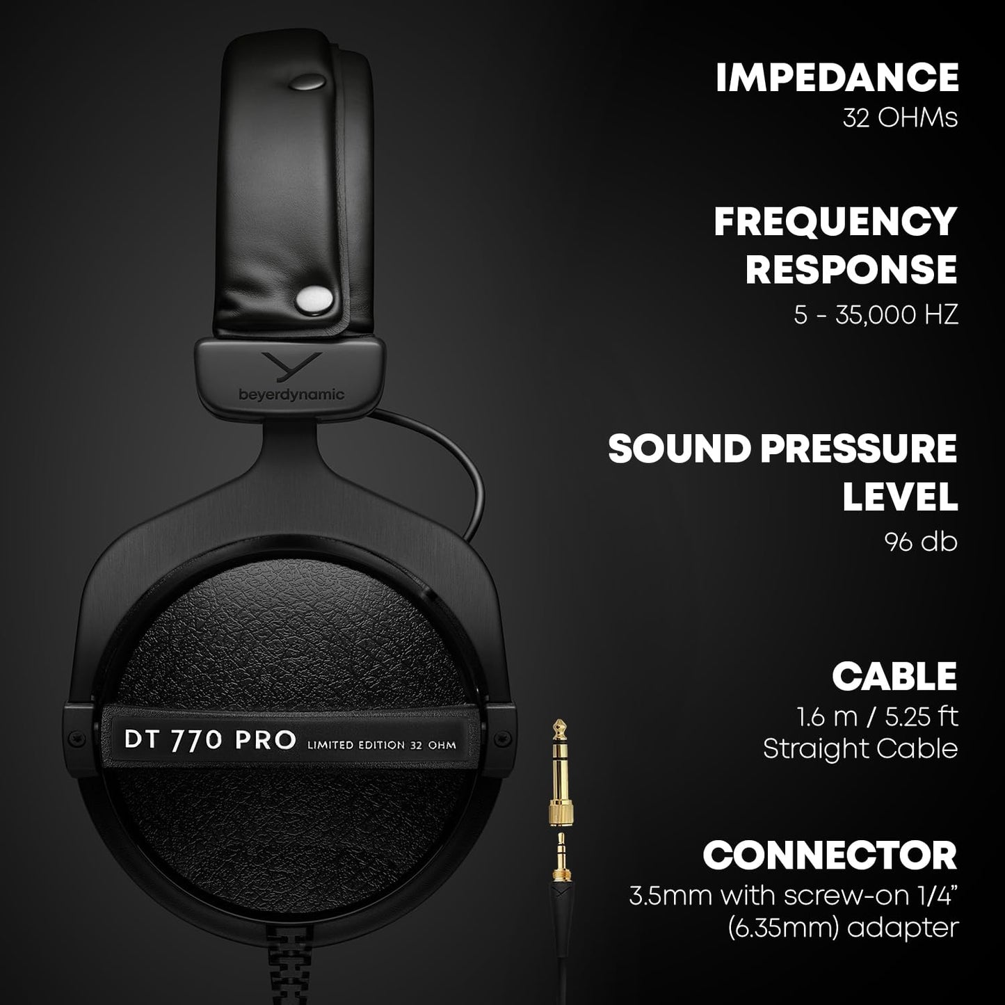beyerdynamic DT 770 Pro Studio Headphones - Over-Ear, Closed-Back, Professional Design for Recording and Monitoring
