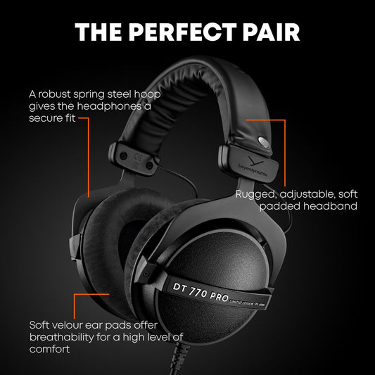 beyerdynamic DT 770 Pro Studio Headphones - Over-Ear, Closed-Back, Professional Design for Recording and Monitoring