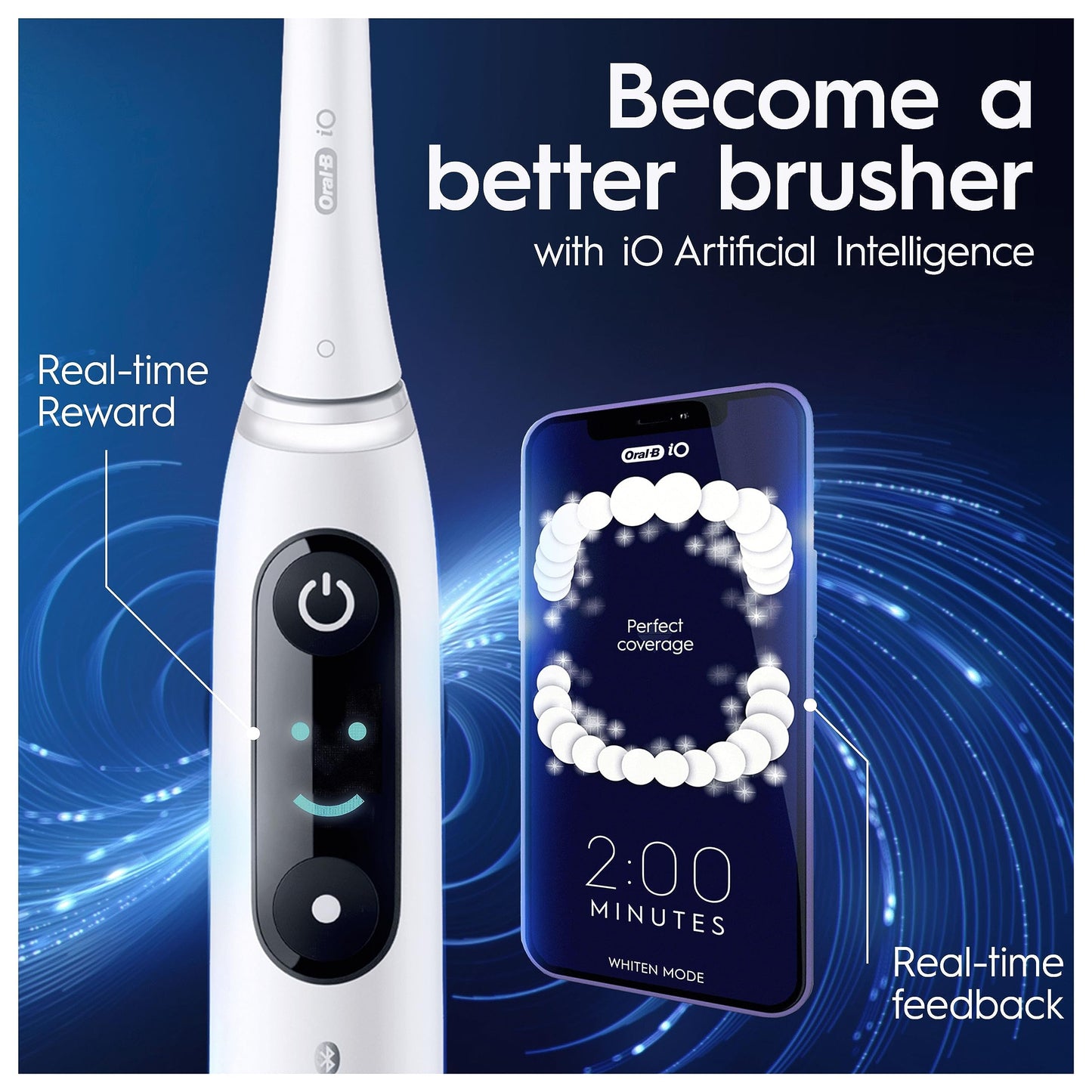 Oral-B iO8 Electric Toothbrushes for Adults, Gifts for Women/Men, App Connected Handle, 3 Toothbrush Heads, Travel Case & Toothbrush Head Holder, 6 Modes, 2 Pin UK Plug, Violet, Oral B IO Toothbrush