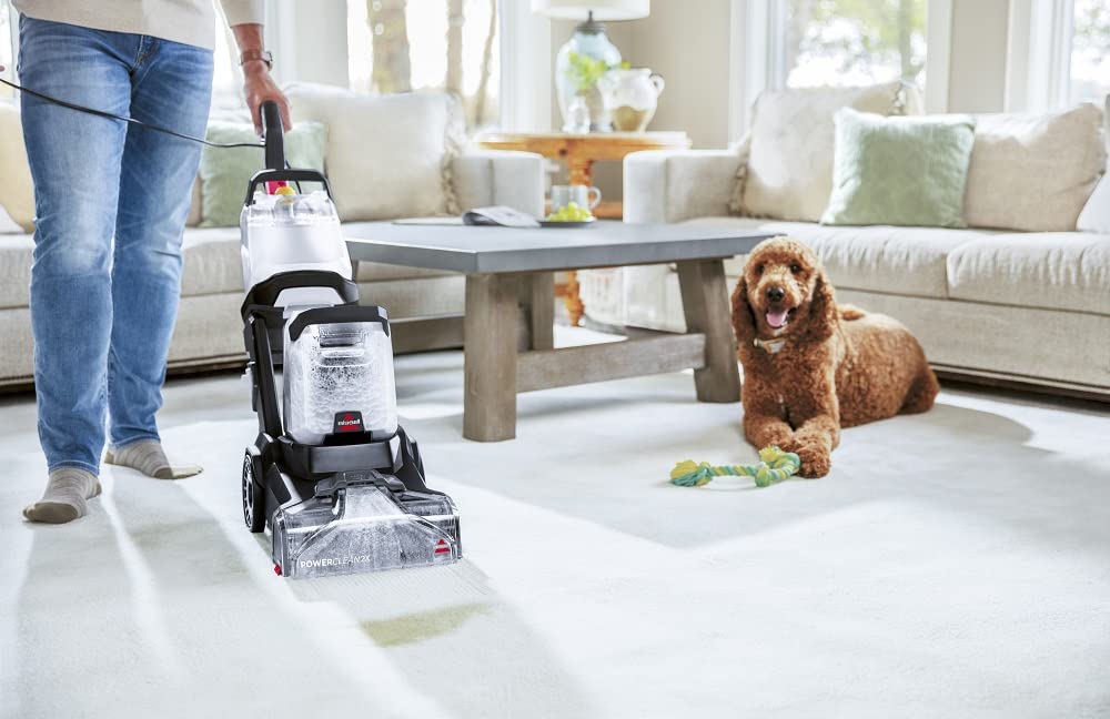 BISSELL PowerClean 2X | Powerful Carpet Cleaner with Lightweight & Maneuverable Design | Intuitive Two-Tank System | 3112E, Charcoal Gray/Mambo Red