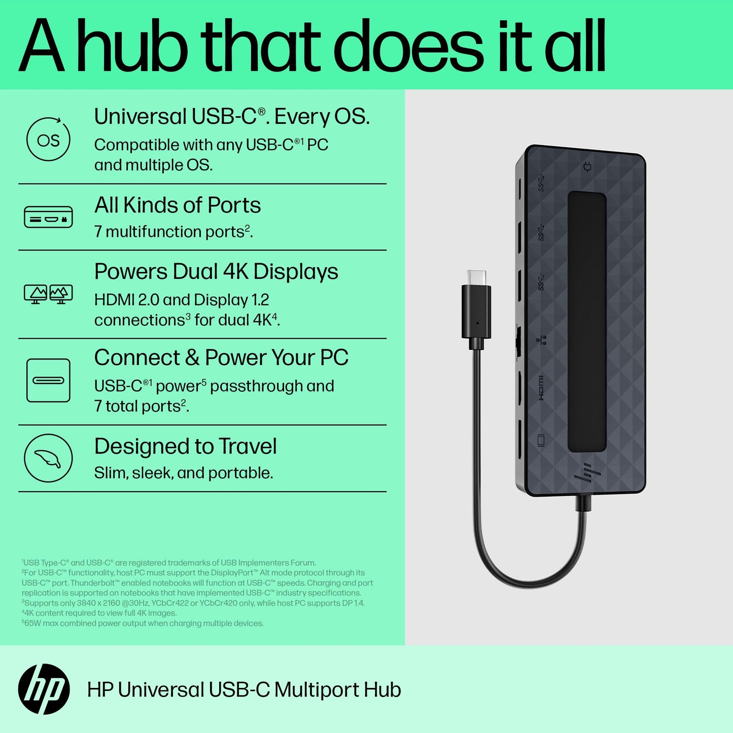 HP Interface Hub USB 3.2 Gen 1 (3.1 Gen 1) Type-C Black
